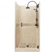 American Bath Factory ALH-3838BR-CD-OB - 38 x 38 x 80 Roma Luxe Alcove Shower Kit in Brown Sugar with Old World Bronze Finish