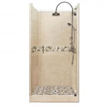 American Bath Factory ALH-3632BT-CD-SN - 36 x 32 x 80 Tuscany Luxe Alcove Shower Kit in Brown Sugar with Satin Nickel Finish