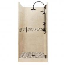 American Bath Factory ALH-4242BT-CD-OB - 42 x 42 x 80 Tuscany Luxe Alcove Shower Kit in Brown Sugar with Old World Bronze Finish