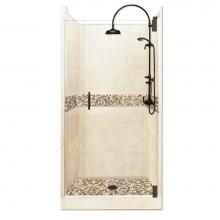American Bath Factory ALH-3838DR-CD-OB - 38 x 38 x 80 Roma Luxe Alcove Shower Kit in Desert Sand with Old World Bronze Finish