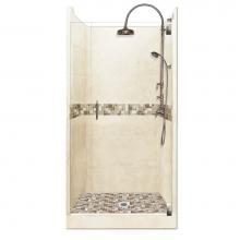 American Bath Factory ALH-3632DT-CD-CH - 36 x 32 x 80 Tuscany Luxe Alcove Shower Kit in Desert Sand with Chrome Finish