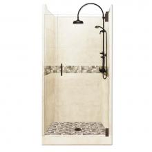 American Bath Factory ALH-3632DT-CD-OB - 36 x 32 x 80 Tuscany Luxe Alcove Shower Kit in Desert Sand with Old World Bronze Finish
