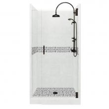 American Bath Factory ALH-5436ND-CD-BP - 54 x 36 x 80 Del Mar Luxe Alcove Shower Kit in Natural Buff with Black Pipe Finish