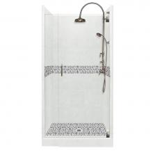 American Bath Factory ALH-3636ND-CD-CH - 36 x 36 x 80 Del Mar Luxe Alcove Shower Kit in Natural Buff with Chrome Finish