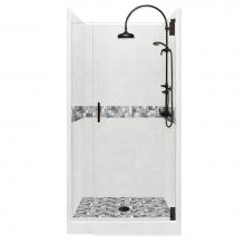 American Bath Factory ALH-5436NN-CD-BP - 54 x 36 x 80 Newport Luxe Alcove Shower Kit in Natural Buff with Black Pipe Finish