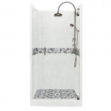 American Bath Factory ALH-3632NN-CD-CH - 36 x 32 x 80 Newport Luxe Alcove Shower Kit in Natural Buff with Chrome Finish