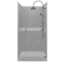 American Bath Factory ALH-4236WD-CD-SN - 42 x 36 x 80 Del Mar Luxe Alcove Shower Kit in Wet Cement with Satin Nickel Finish