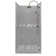 American Bath Factory ALH-5442WN-CD-SN - 54 x 42 x 80 Newport Luxe Alcove Shower Kit in Wet Cement with Satin Nickel Finish