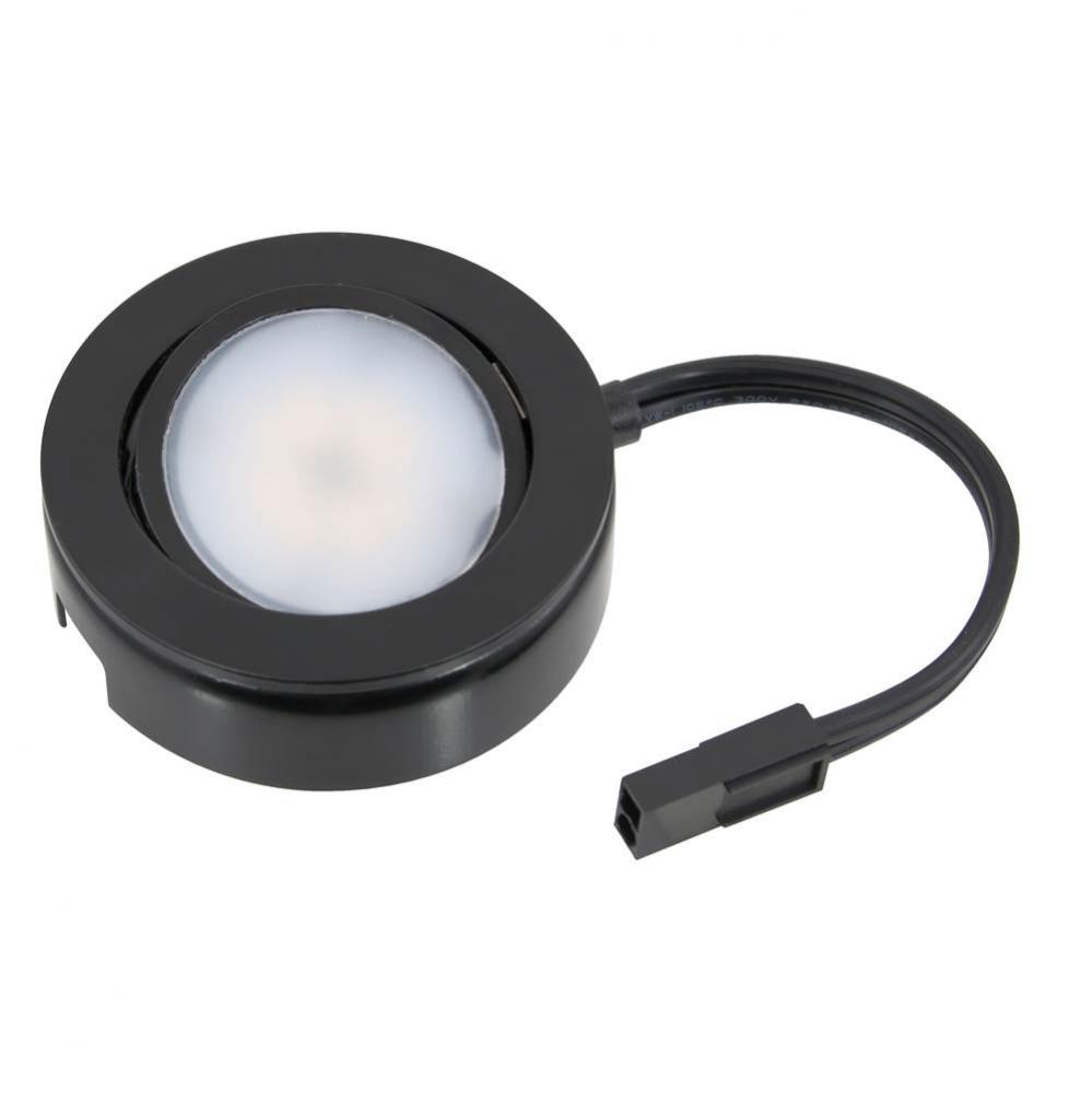 MVP LED Puck Light, 120 Volts, 4.3 Watts, 200 Lumens, Black, Single Puck Kit with Roll Switch and