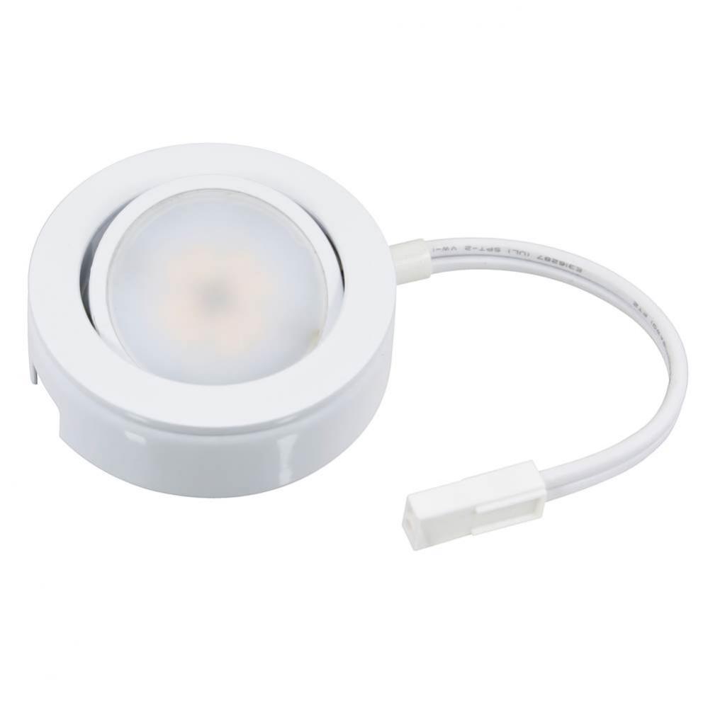MVP LED Puck Light, 120 Volts, 4.3 Watts, 230 Lumens, White, Single Puck Kit with Roll Switch and