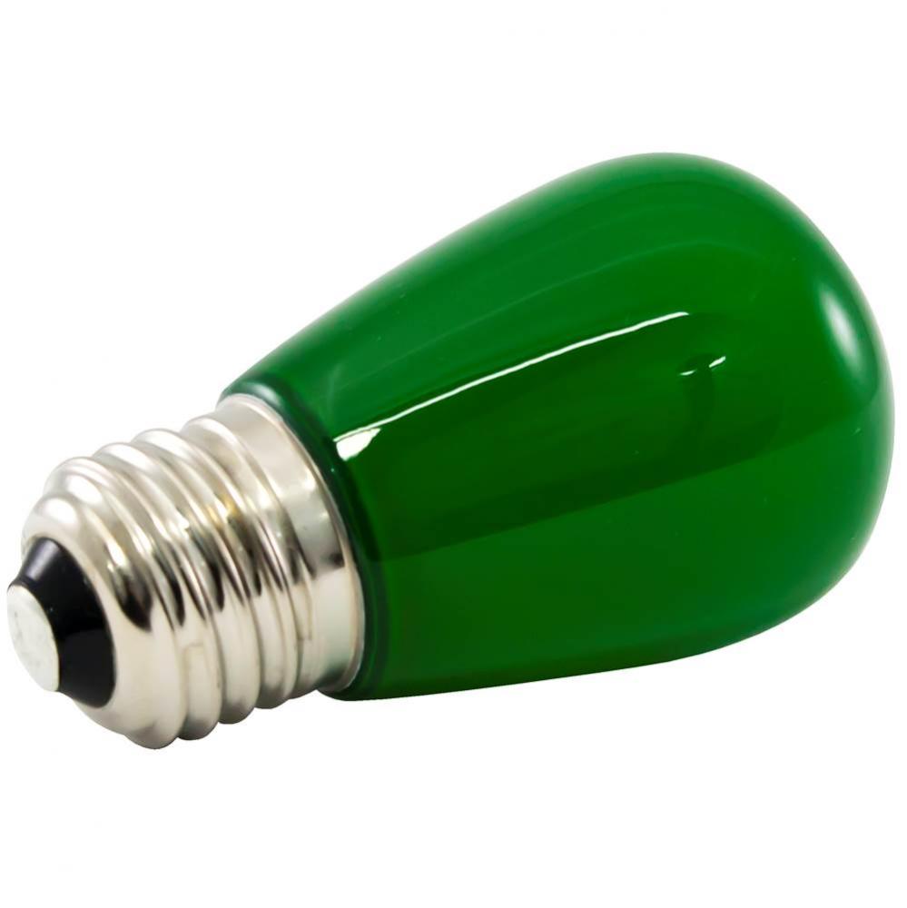 Premium Grade LED Lamp S14 Shape, Standard Medium Base, Frosted Green Glass, wet Location and