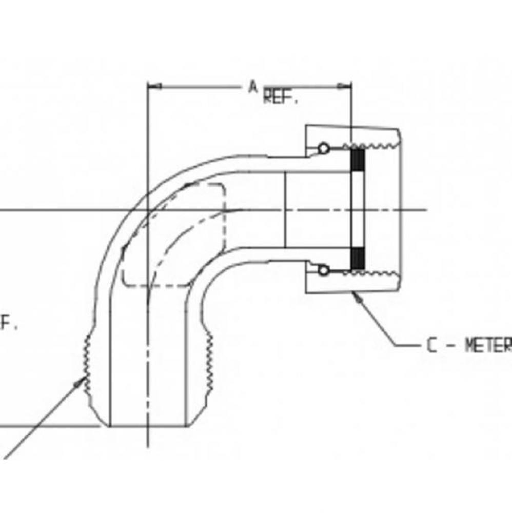 74783SL 3/4X3/4 QUARTER BEND METER X FLR L/NT-NL