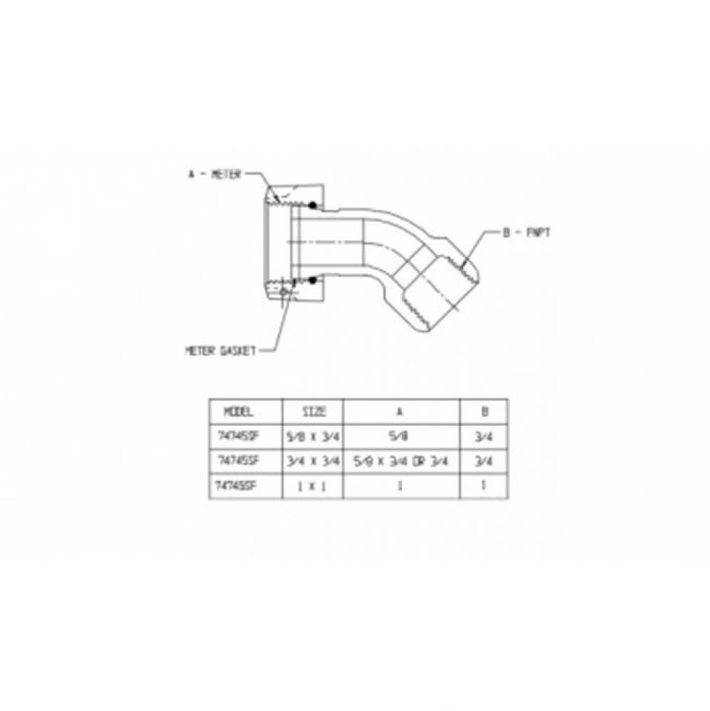 74745SF 1X1 EIGHTH BEND METER X FNPT - NL