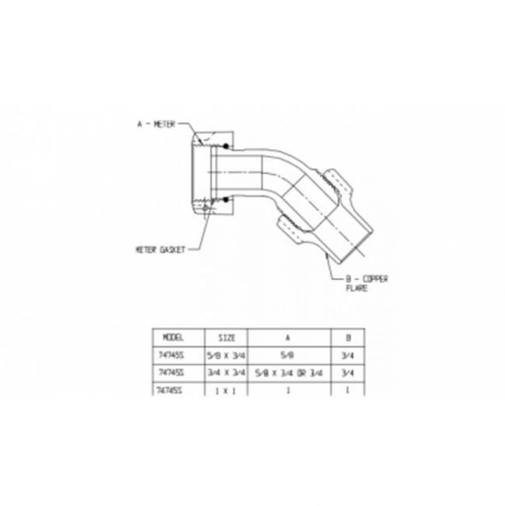 74745S 5/8X3/4 EIGHTH BEND METER X FLARE - NL