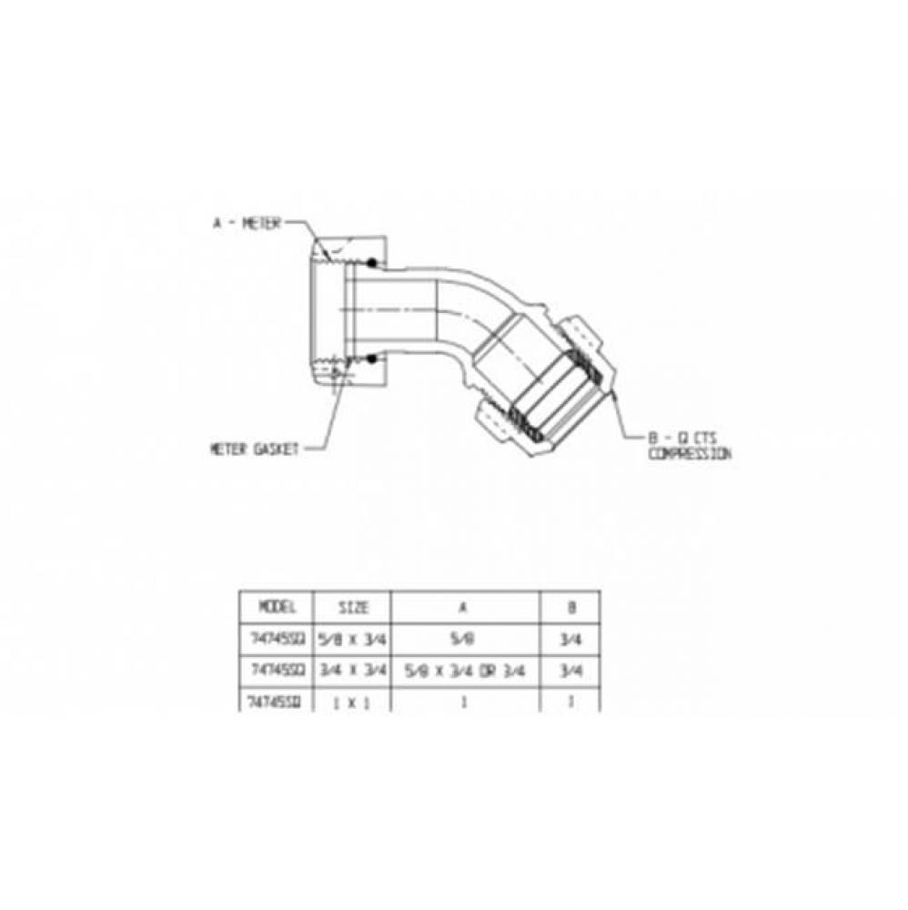 74745SQ 5/8X3/4 EIGHTH BEND METER X CTS - NL