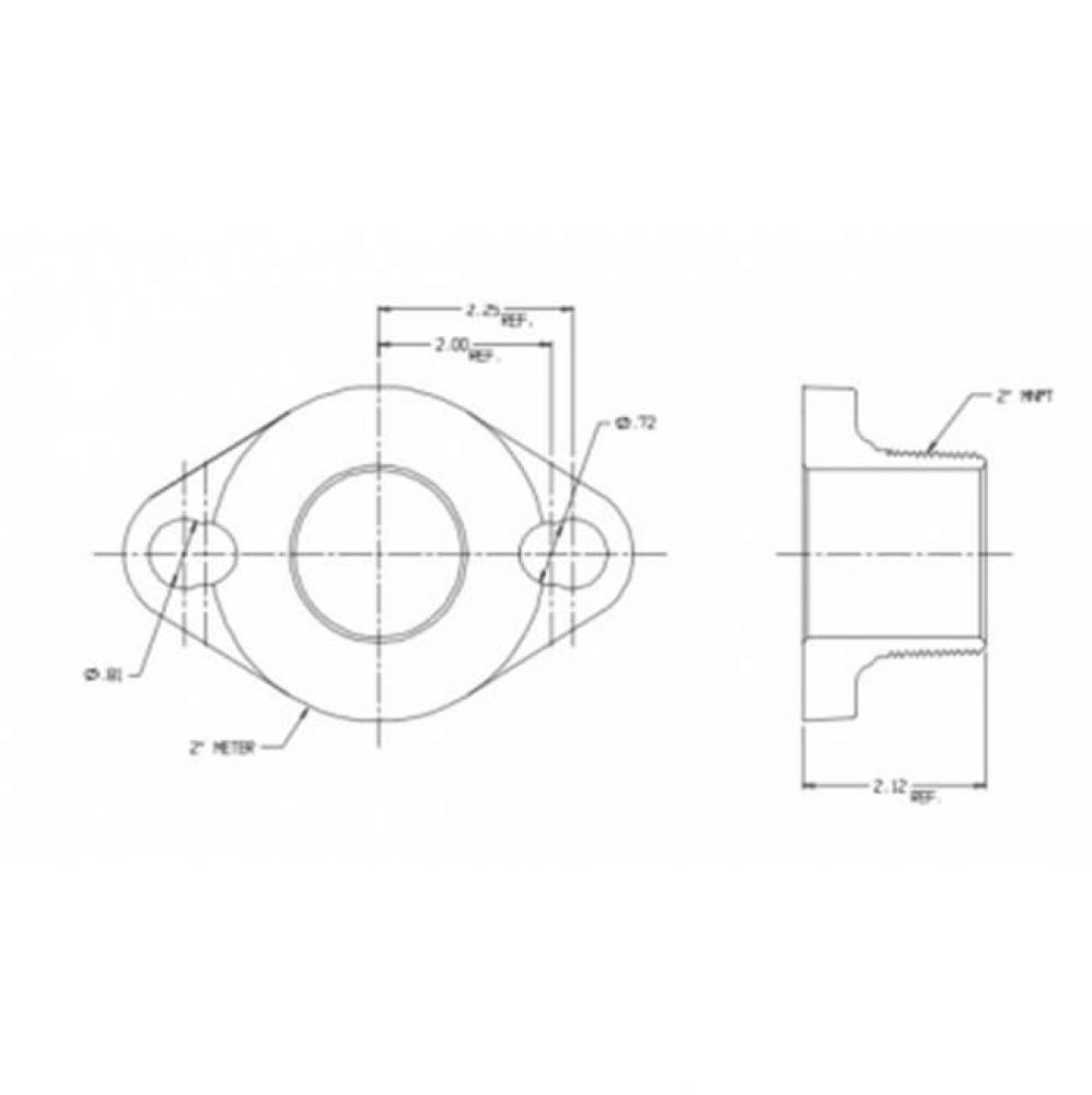 7610MD 2X2 1/8 COUPLING DL HOLE FLNGxMNPT-NL