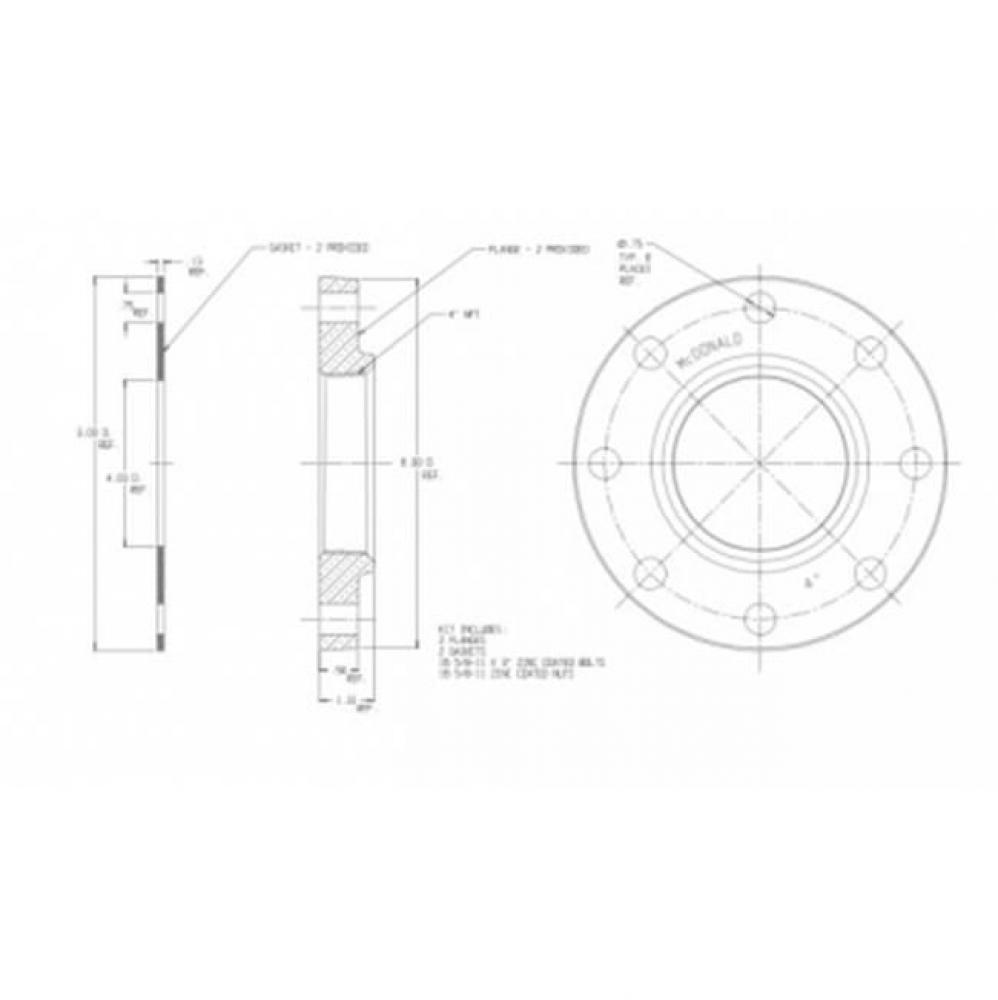 7610RK 3 ROUND 4 HOLE FLNG KIT(2)xFNPT-NL