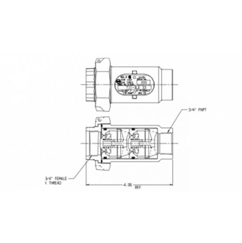 711-3QK 33 INLN DCHK 3/4 K MALEx3/4 K MALE-NL
