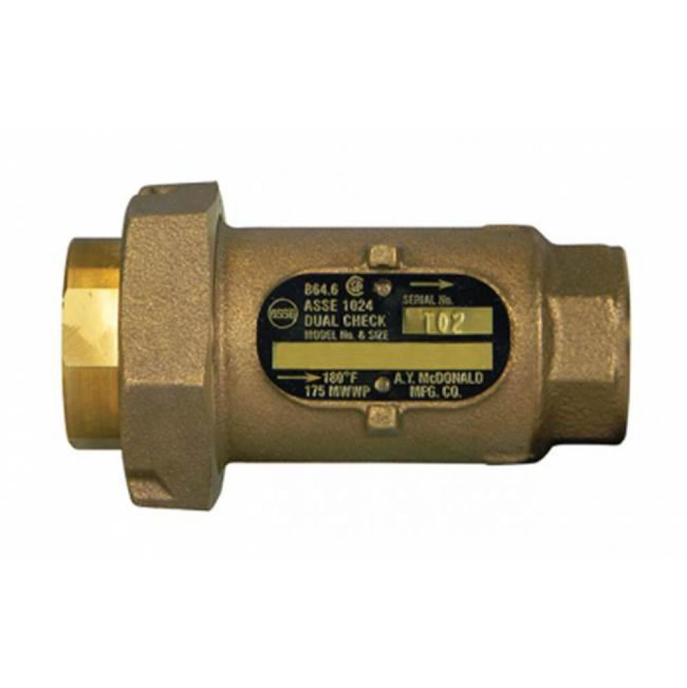 711-3NE 43 INLINE DLCHK 3/4 METERx3/4 FNPT-NL