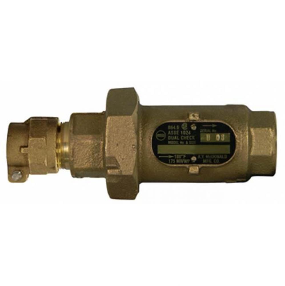 711-3CE 33 INLINE DLCHK 3/4 CTSx3/4 FNPT-NL