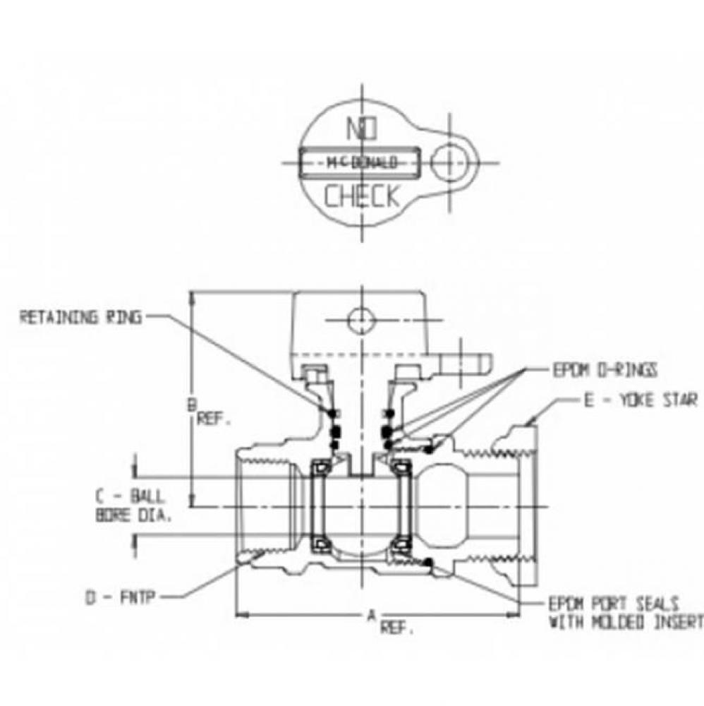 76111WY 3/4X5/8X02 BALL VALVE L/CHK FNPT X YOKE -NL