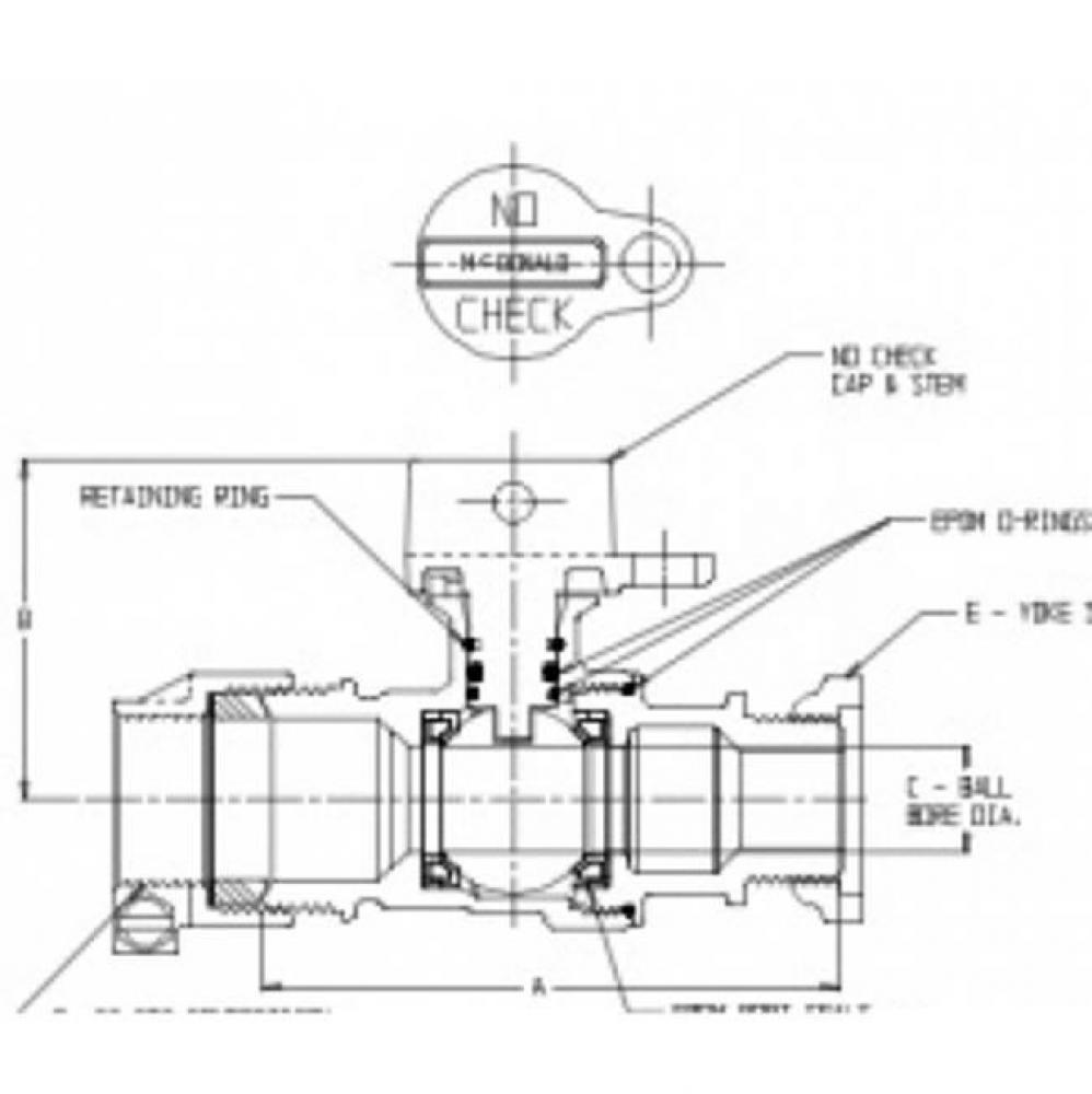 76112WY-22 3/4X5/8X02 BALL VALVE L/CHK CTS X YOKE - NL