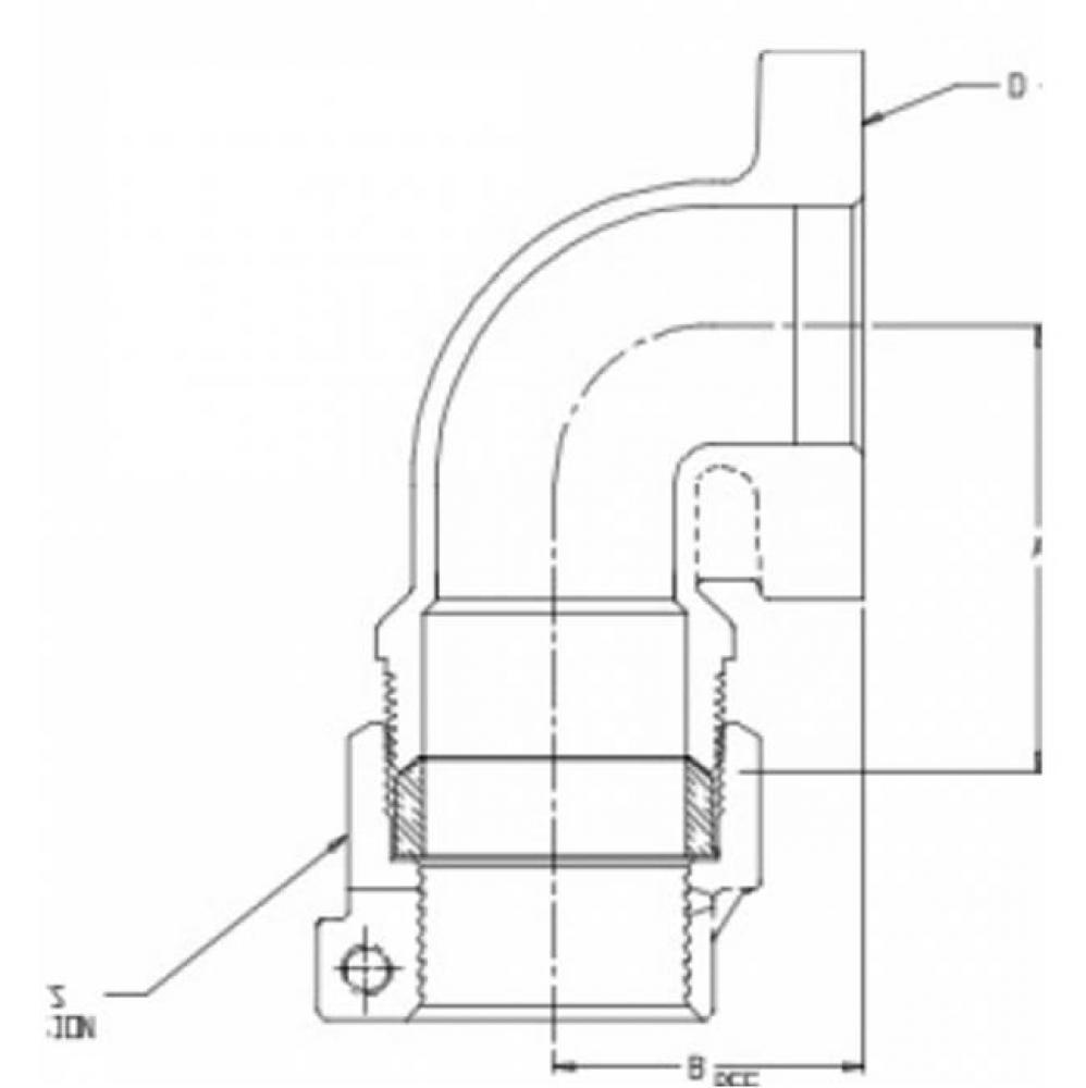 74783F-44 2 QUARTER BEND FLANGE X PVC-NL