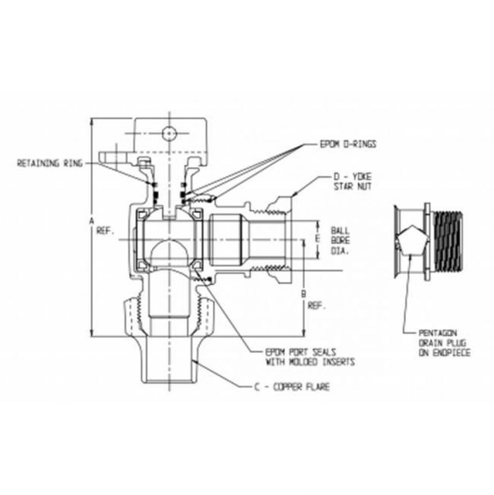 74602BYD 1X1X04 ANG BALL PENT DRN FLR X YOKE-NL