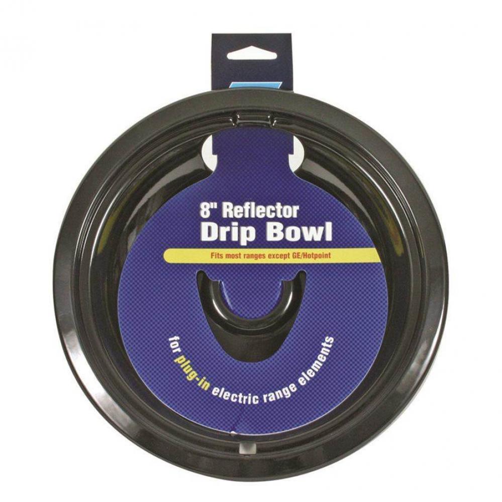 Drip Bowl Universal 8'' Black Porcelain Electric