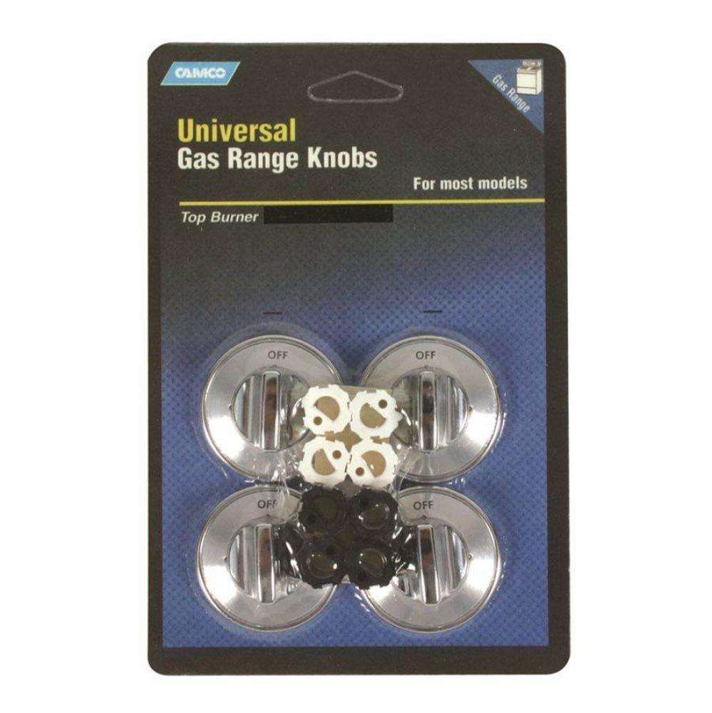 Knob Kit Chrome Gas Range Top Burner 4/Card