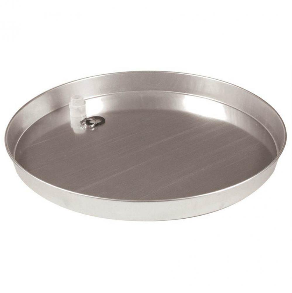 20'' ID Aluminum W/H Drain Pan, Non-Punched, w/PVC Fitting