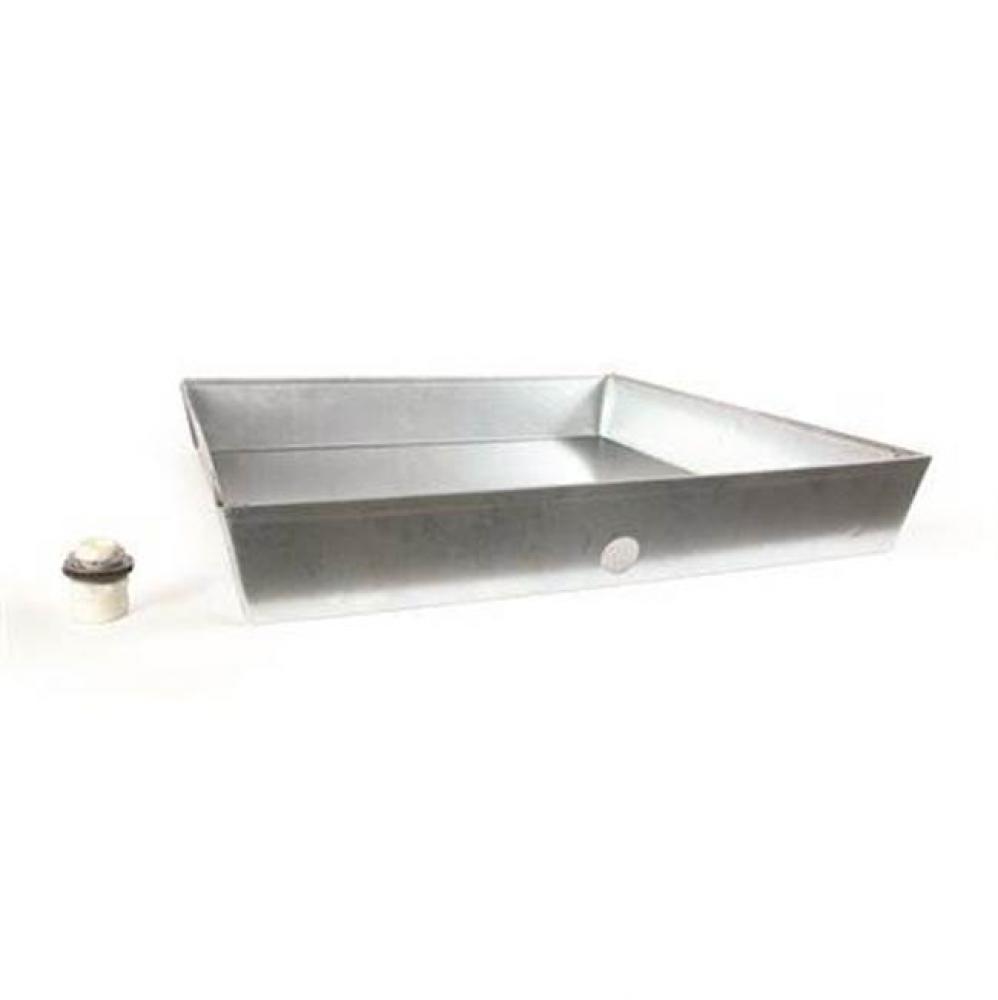 Water Heater Drain Pan 24'' x 24'' x 4'' PVC Fitting Galvanized