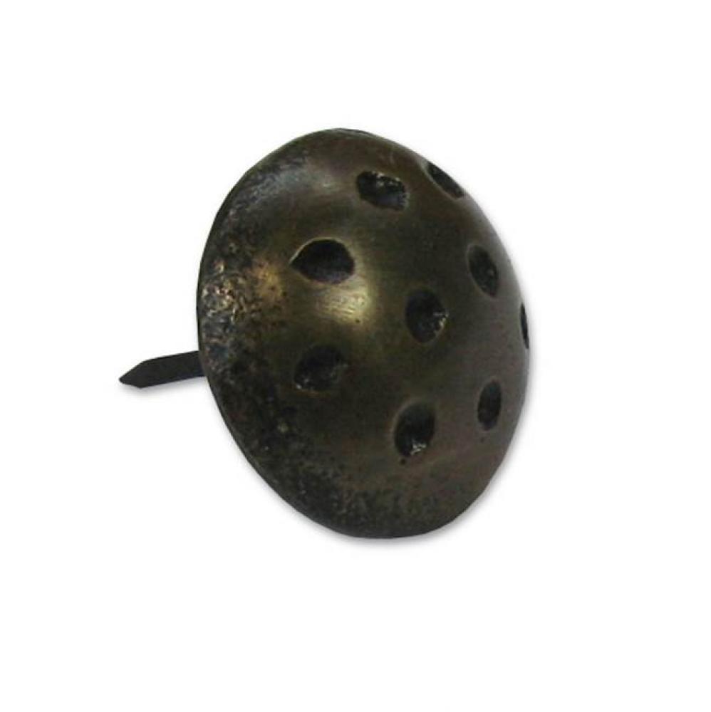 Medium-large round brass clavo, dimpled