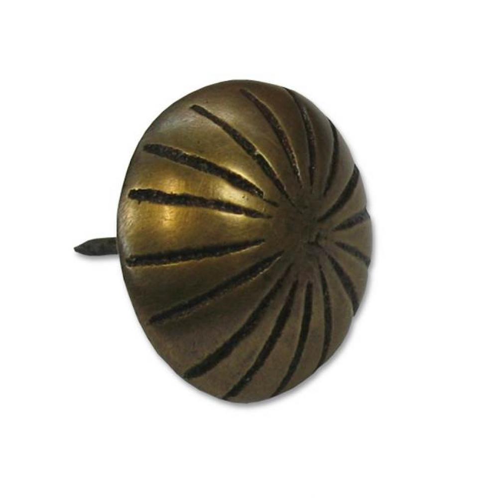 Round brass clavo, ribbed