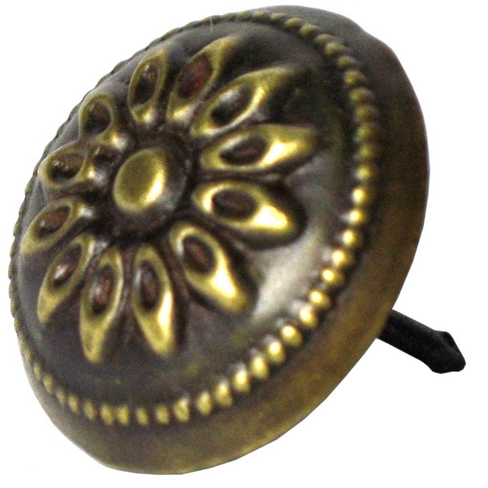 Round carved floral brass clavo