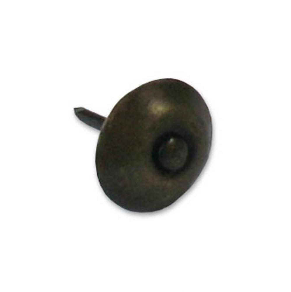 Round brass clavo, floral w/ loose nail