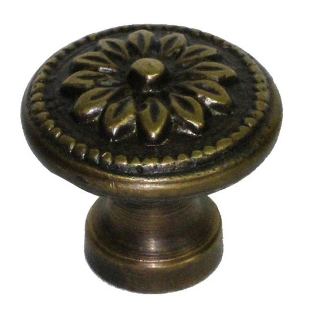 Round Brass Floral Knob