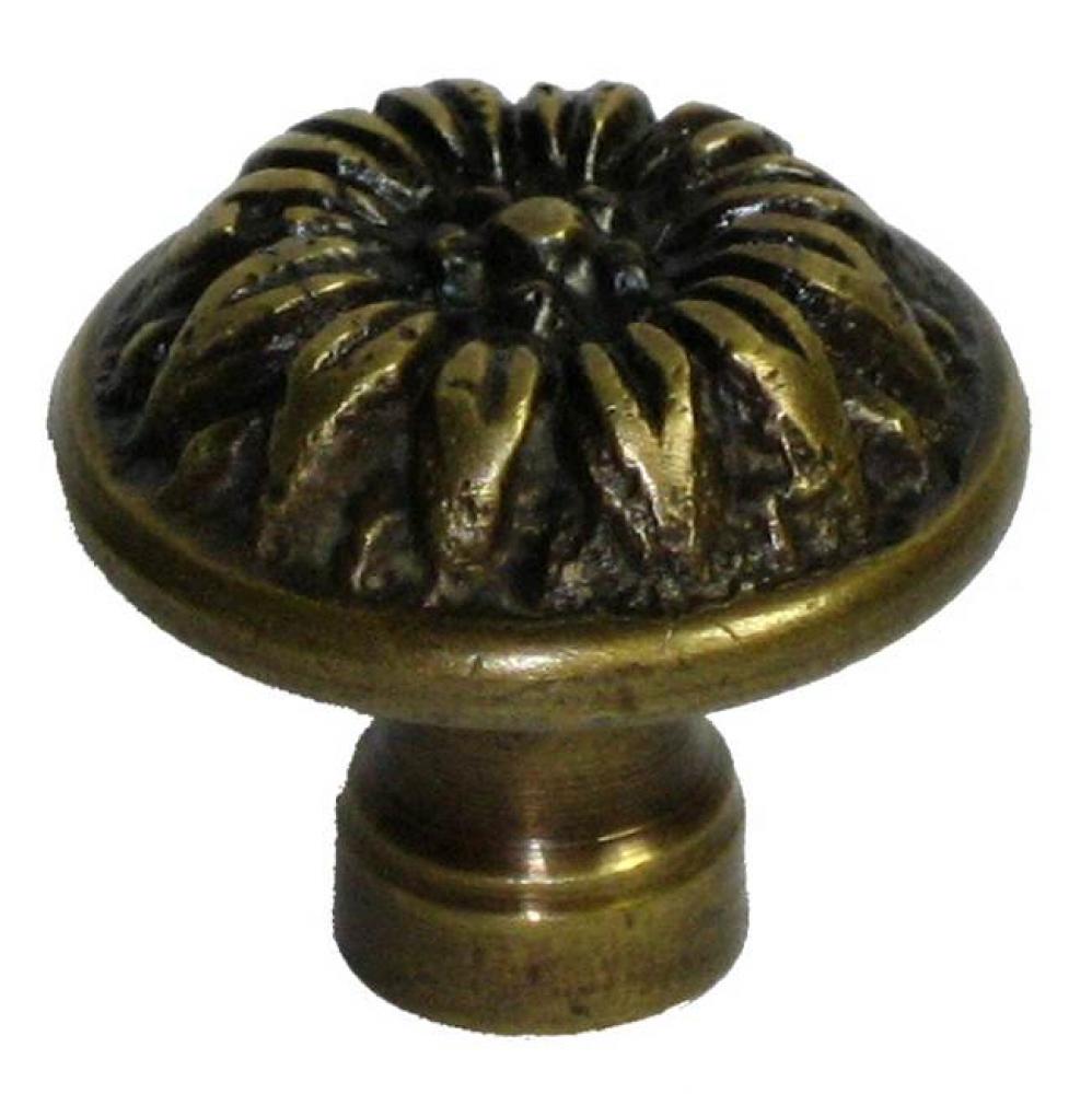 Round Brass Floral Knob