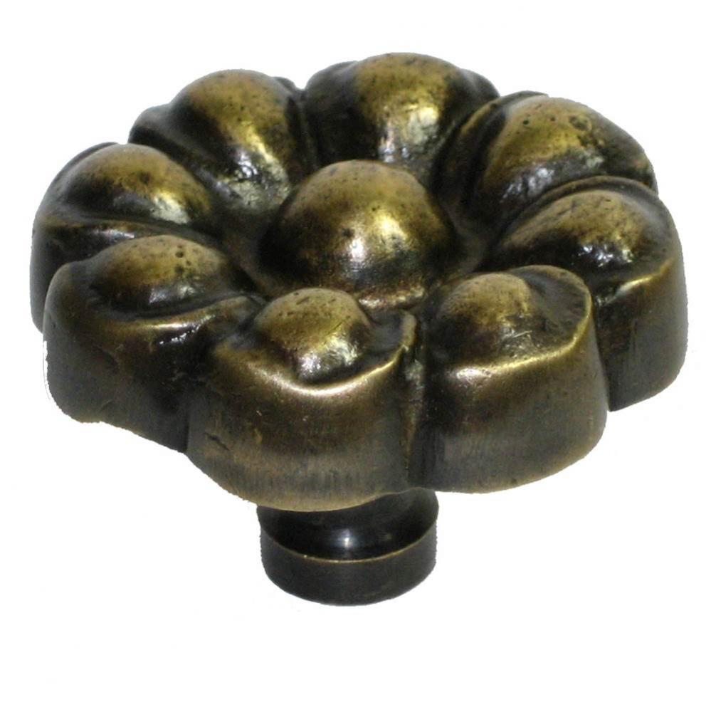 Round Brass Floral Knob