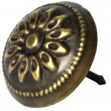 Gado Gado HCL1260 - Round carved floral brass clavo