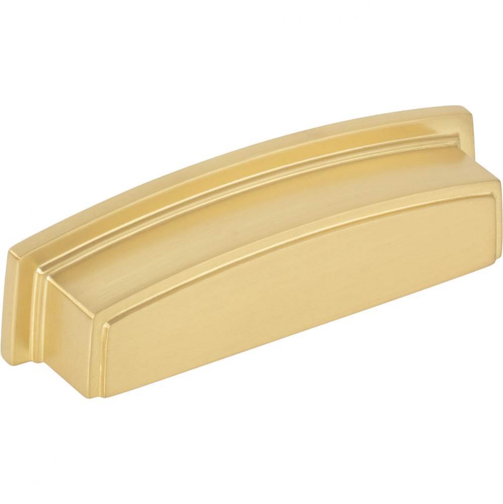 96 mm Center Brushed Gold Square-to-Center Square Renzo Cabinet Cup Pull