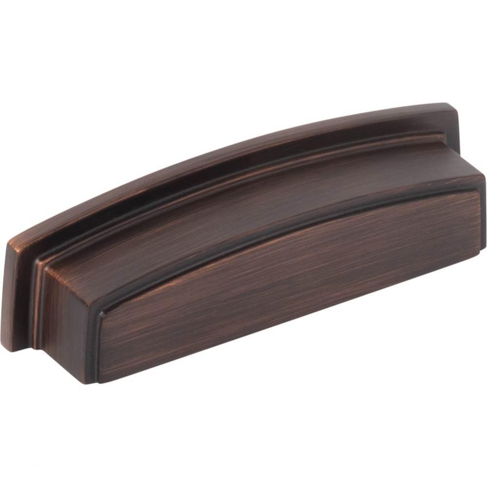 96 mm Center Brushed Oil Rubbed Bronze Square-to-Center Square Renzo Cabinet Cup Pull