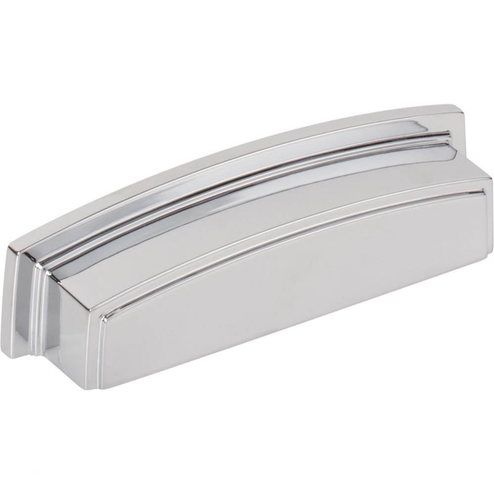 96 mm Center Polished Chrome Square-to-Center Square Renzo Cabinet Cup Pull