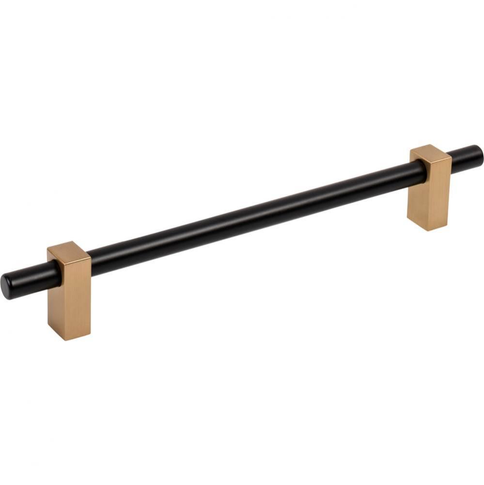 192 mm Center-to-Center Matte Black with Satin Bronze Larkin Cabinet Bar Pull
