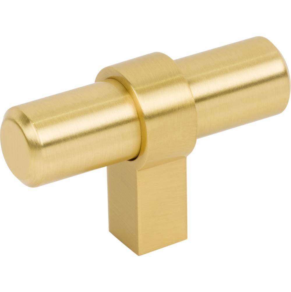 2'' Overall Length Brushed Gold Key Grande Cabinet ''T'' Knob