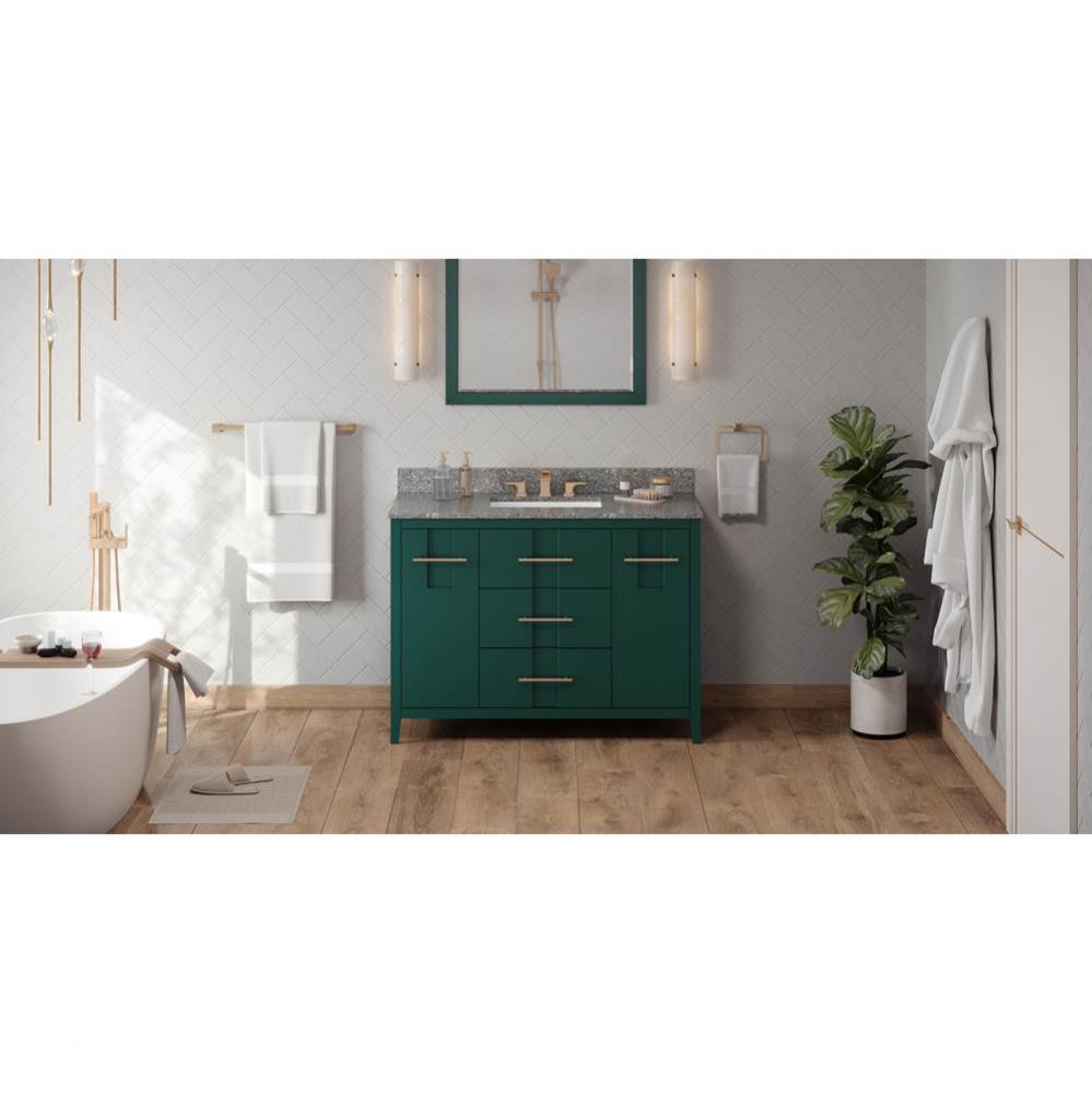 48'' Forest Green Katara Vanity, Boulder Cultured Marble Vanity Top, Undermount Rectangl