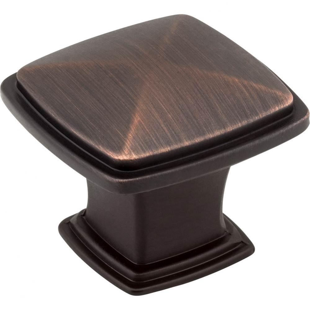 1-3/16'' Overall Length Brushed Oil Rubbed Bronze Square Milan 1 Cabinet Knob