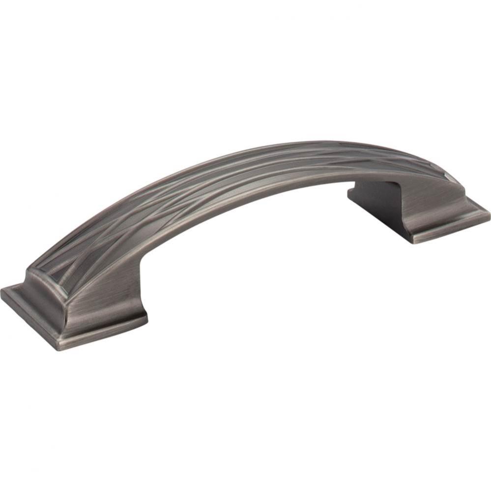 96 mm Center-to-Center Brushed Pewter Square Geometric Pattern Aberdeen Cabinet Pull