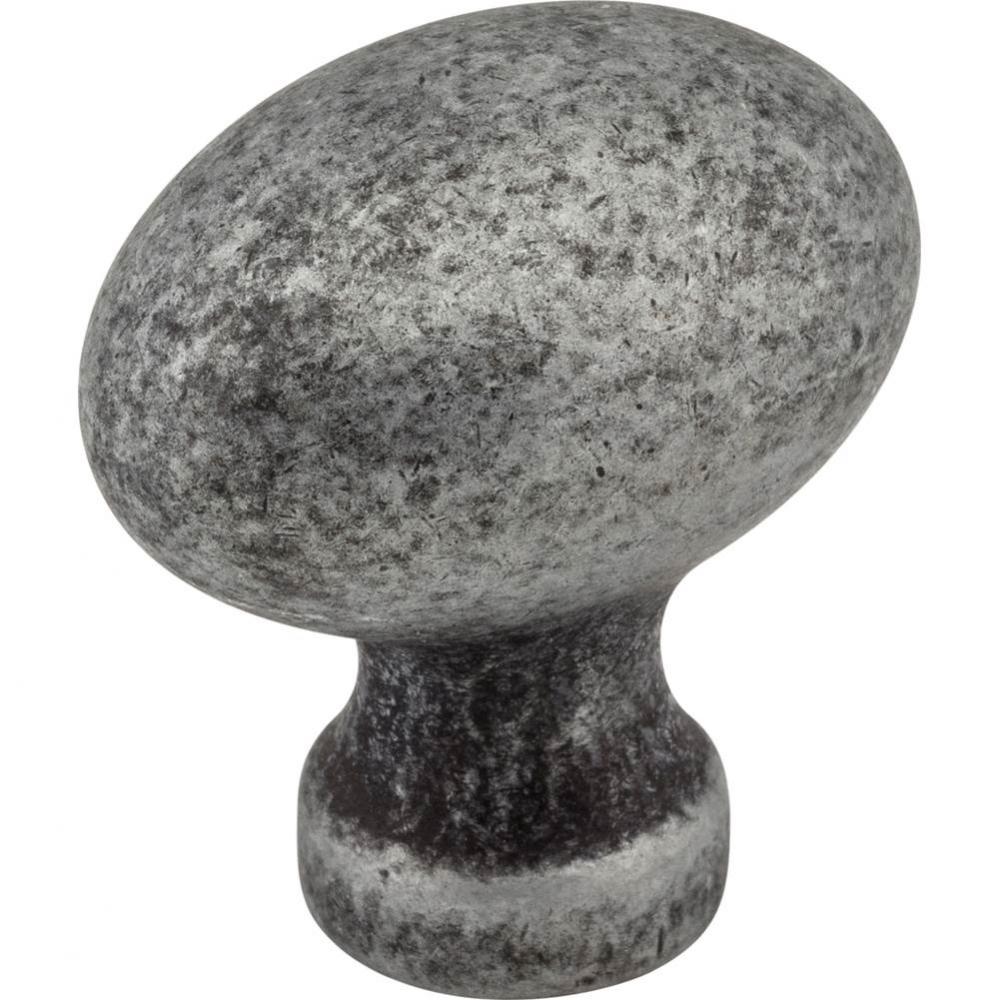 1-3/16'' Overall Length Distressed Antique Silver Football Bordeaux Cabinet Knob