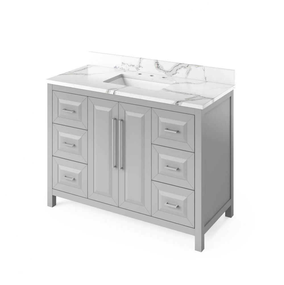 48'' Grey Cade Vanity, Calacatta Vienna Quartz Vanity Top, undermount rectangle bowl